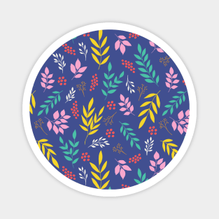 Pretty tiny leaves botanical pattern in blue Magnet